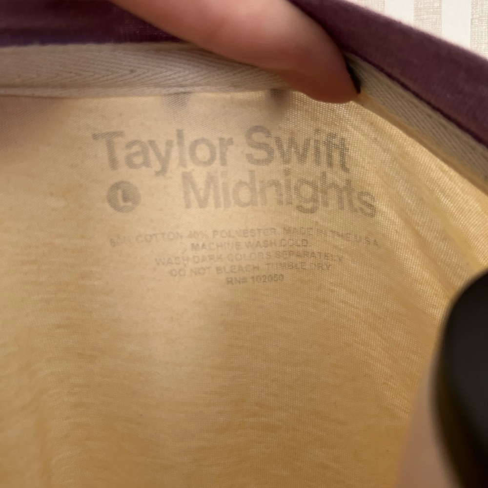 Taylor Swift Meet Me At Midnight Lavender Haze Cream & Purple Ringer Tee - Picture 8 of 9